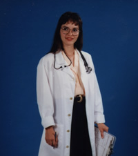 Lady wearing a white Lab Coat