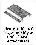 Picnic Table w/ Leg Assembly & Embed - Seat Attached