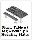 Picnic Table w/ Leg Assembly & Mounting Plates